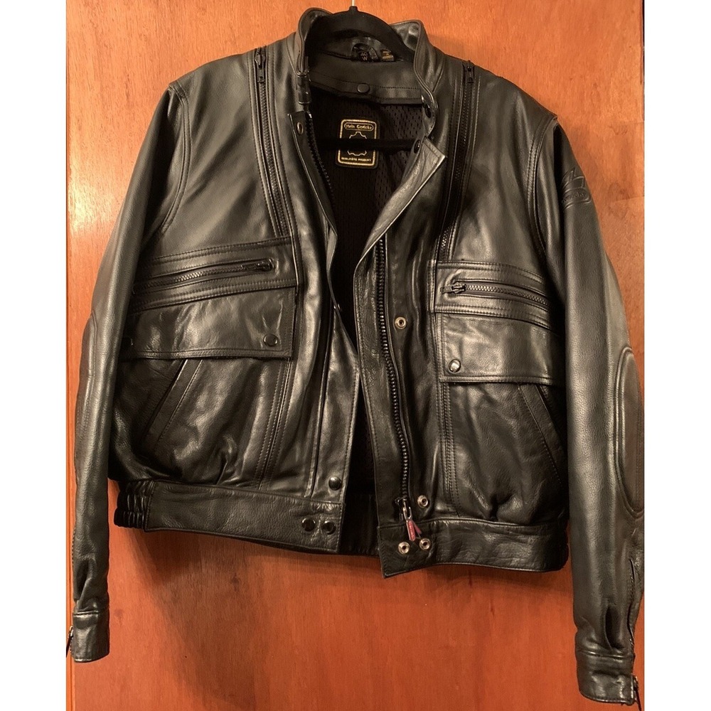 VINTAGE HEIN GRICKE BIKER LEATHER JACKET HARLEY DAVIDSON SIZE 40W - Picture 3 of 12